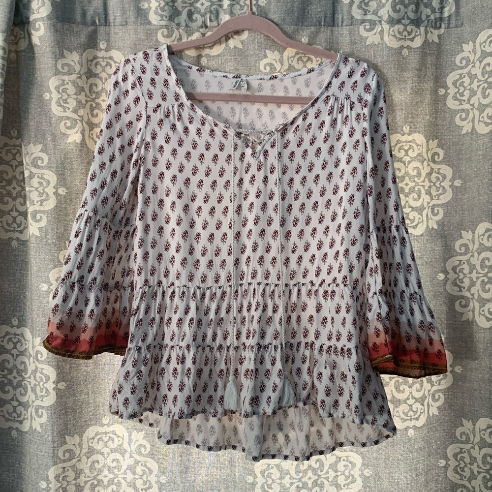 Mudd Floral Ombré bell sleeves Top